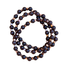 Load image into Gallery viewer, Necklace/Bracelet - 21" stretch necklace/triple stretch bracelet - brown jade and copper
