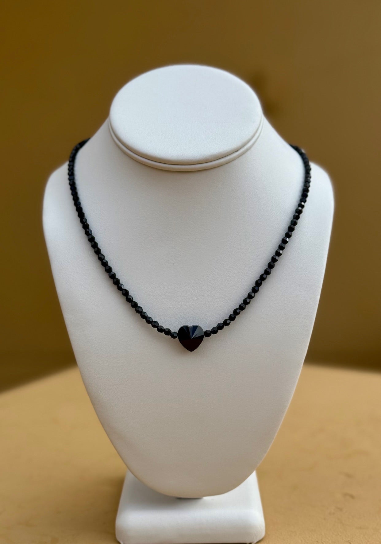 Necklace - Faceted black Swarovski crystals with lobster claw clasp