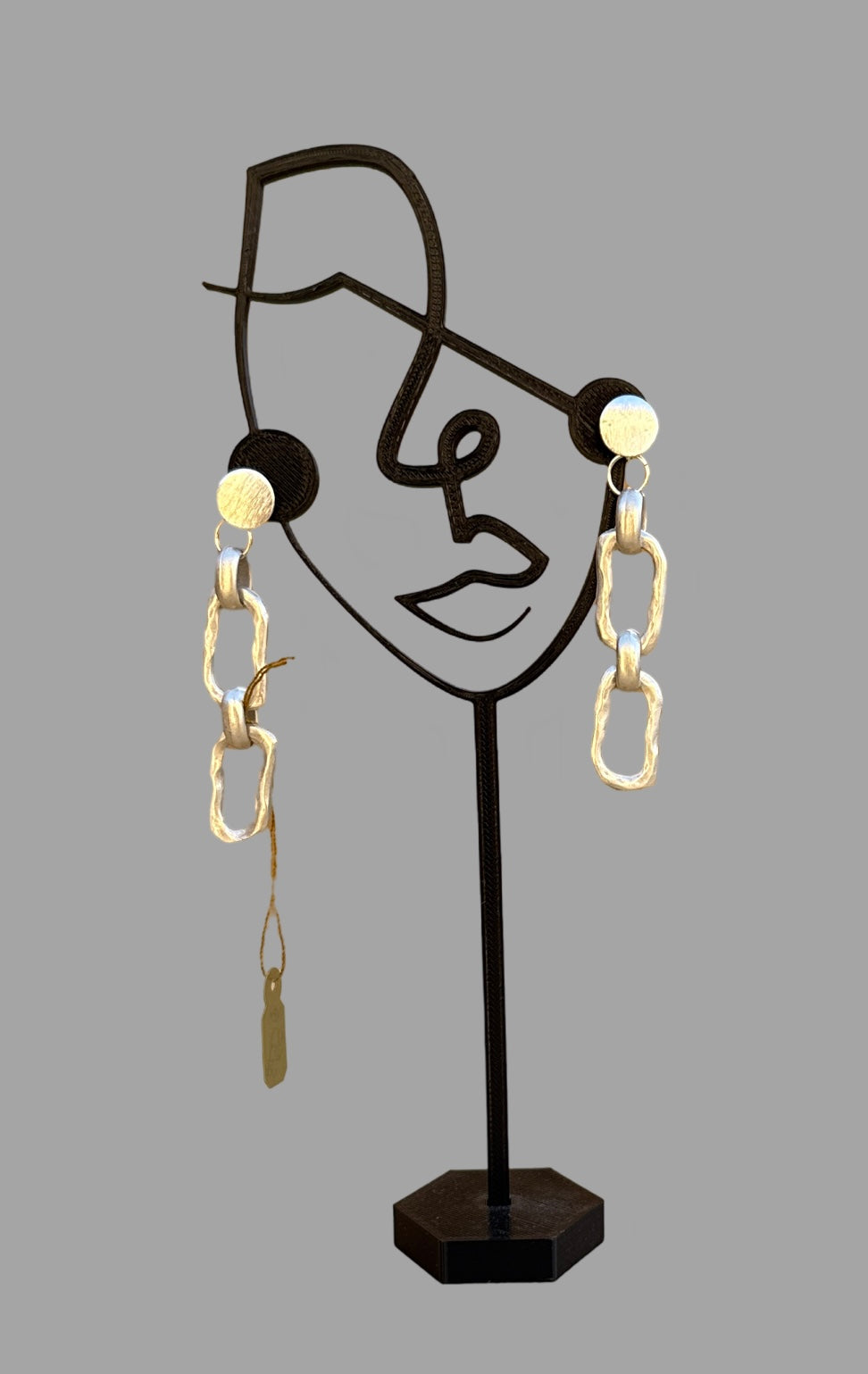 Earrings - Chunky silver hanging earrings
