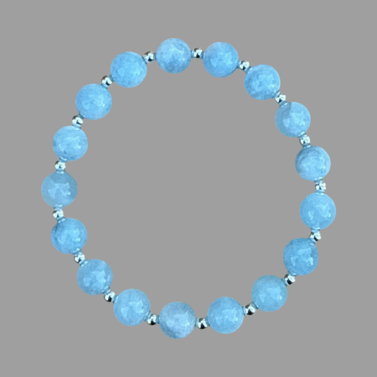 Bracelet - Aquamarine beads (6mm) and sterling silver stretch bracelet