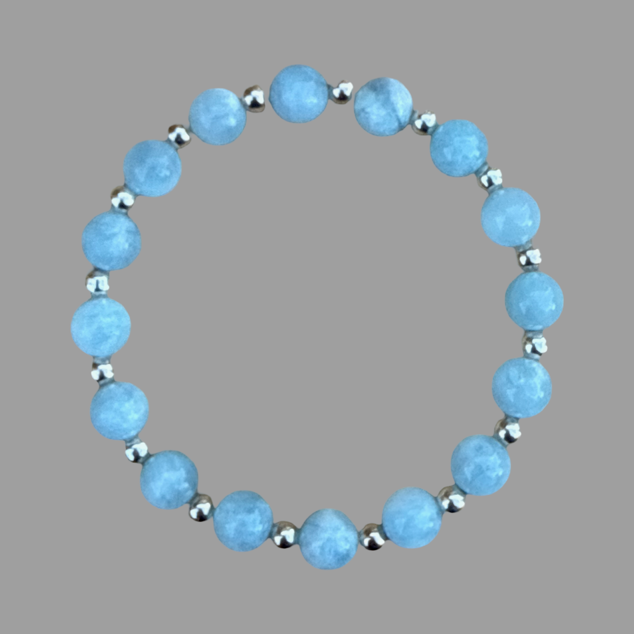 Bracelet - Aquamarine and Sterling silver stretch bracelet