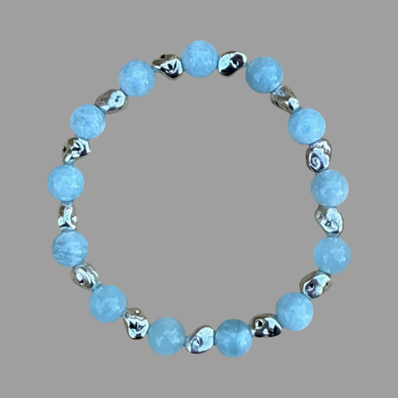 Bracelet - Aquamarine and sterling silver stretch bracelet