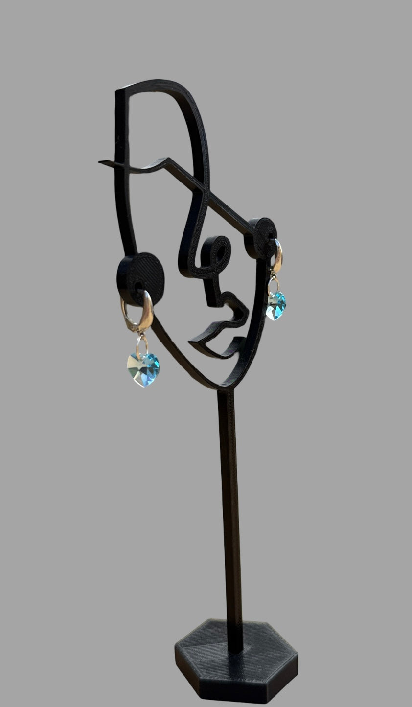 Earrings - Hanging light blue Swarovski earrings on sterling silver