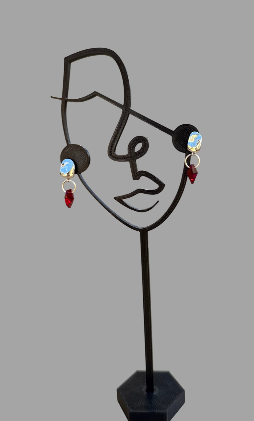 Earrings - Hanging red Swarovski crystal earrings on Sterling silver