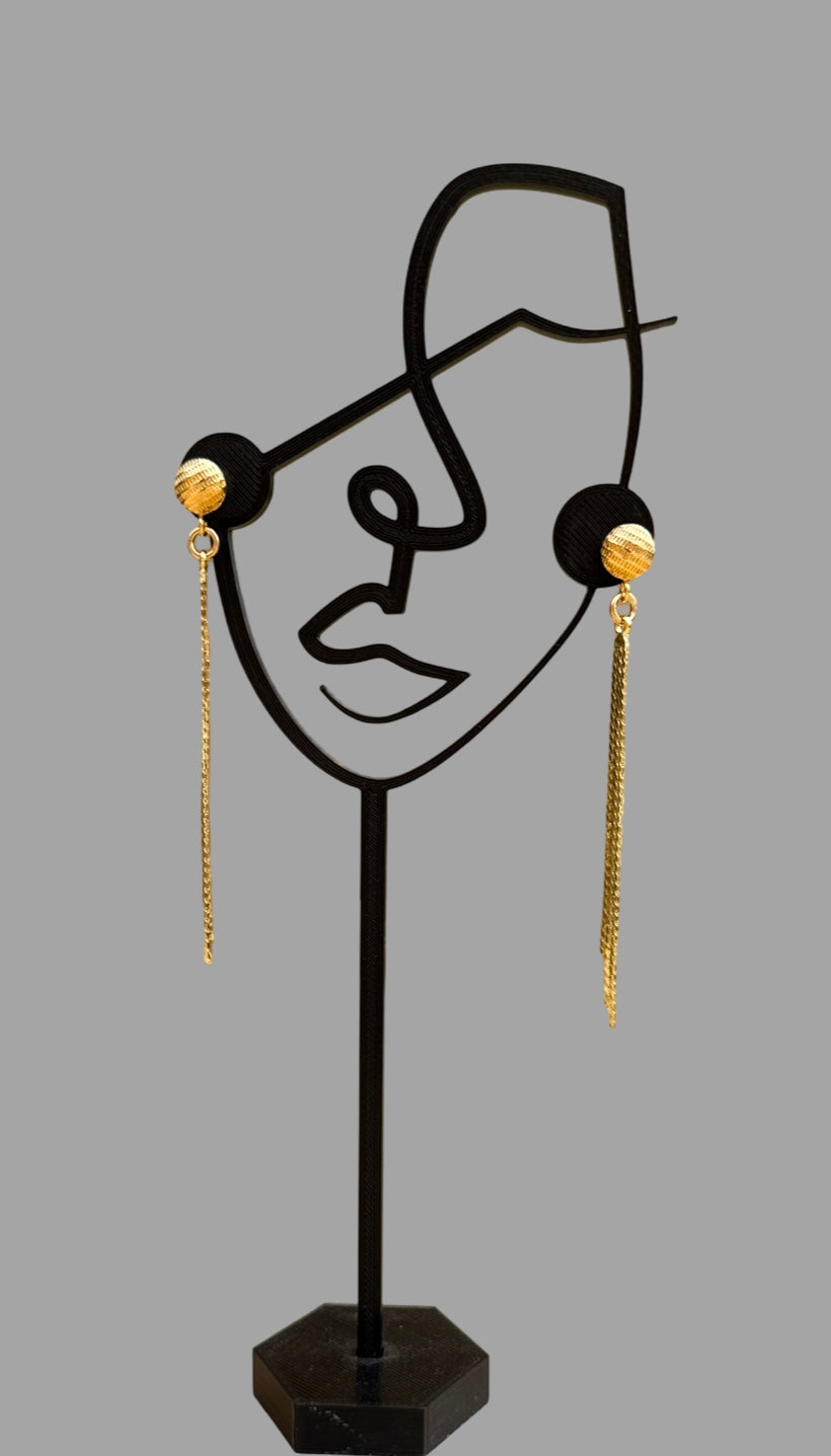 Earrings - textured stud earrings with long gold filled tassels