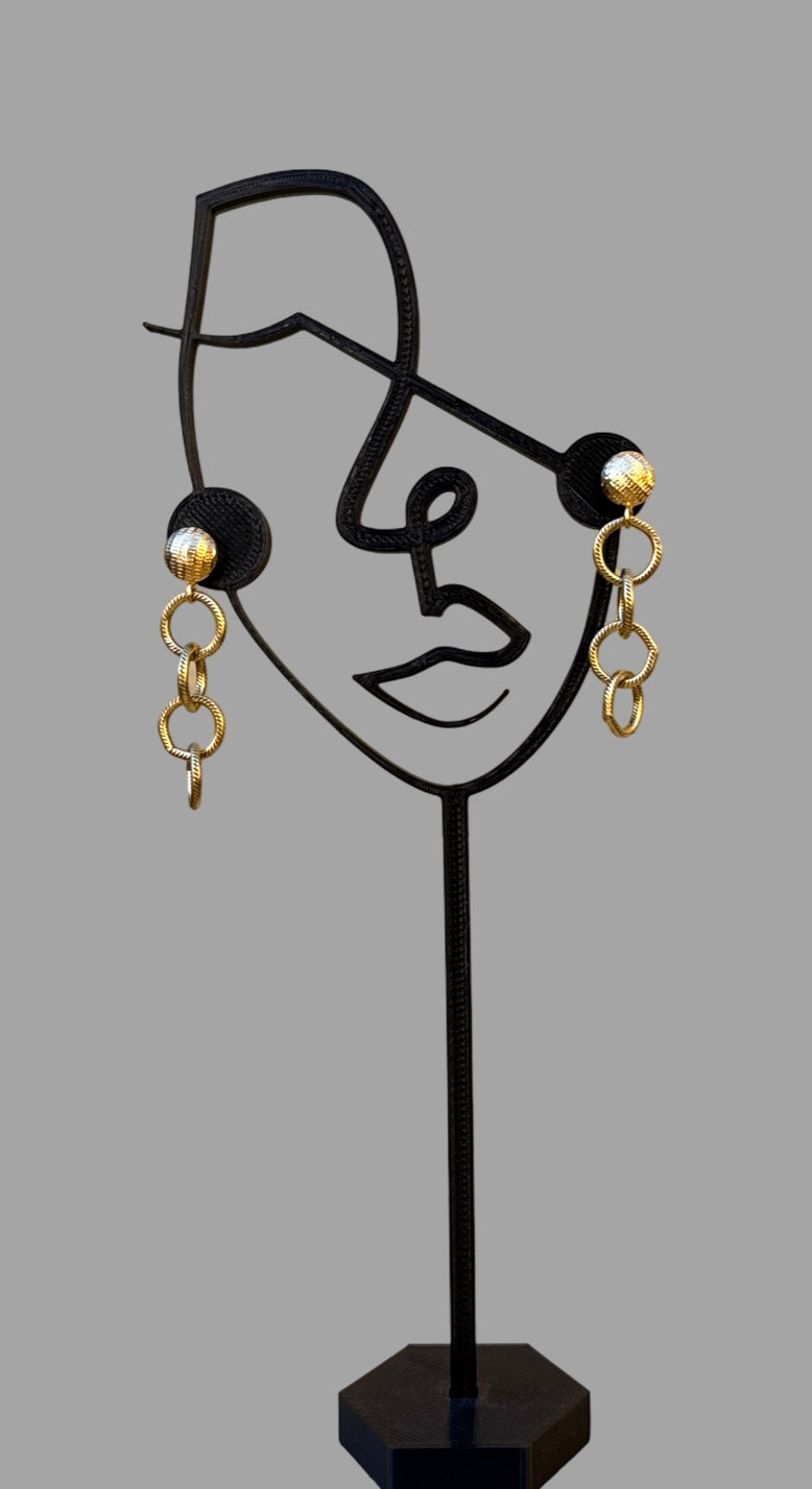 Earrings - Antique gold filled round link hanging earrings