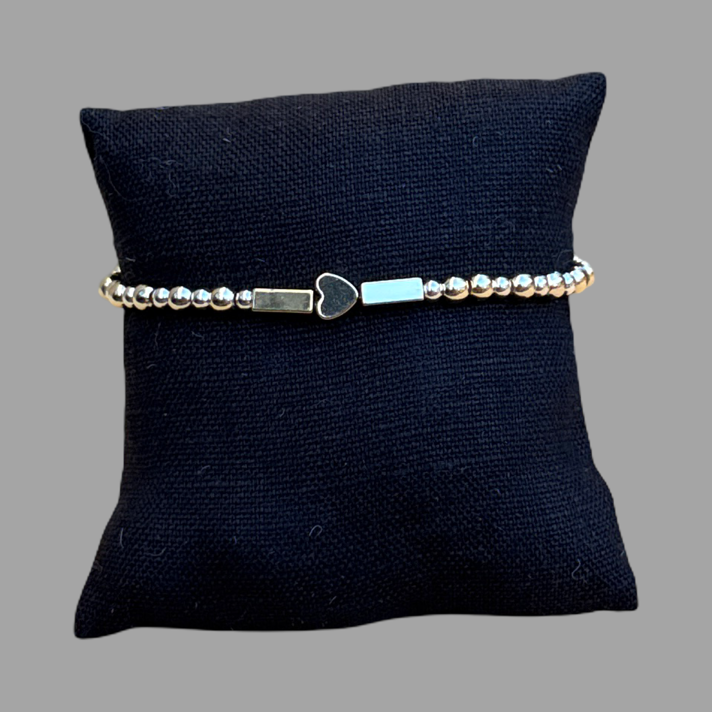 Bracelet -Stretch  Gold filled beads with heart