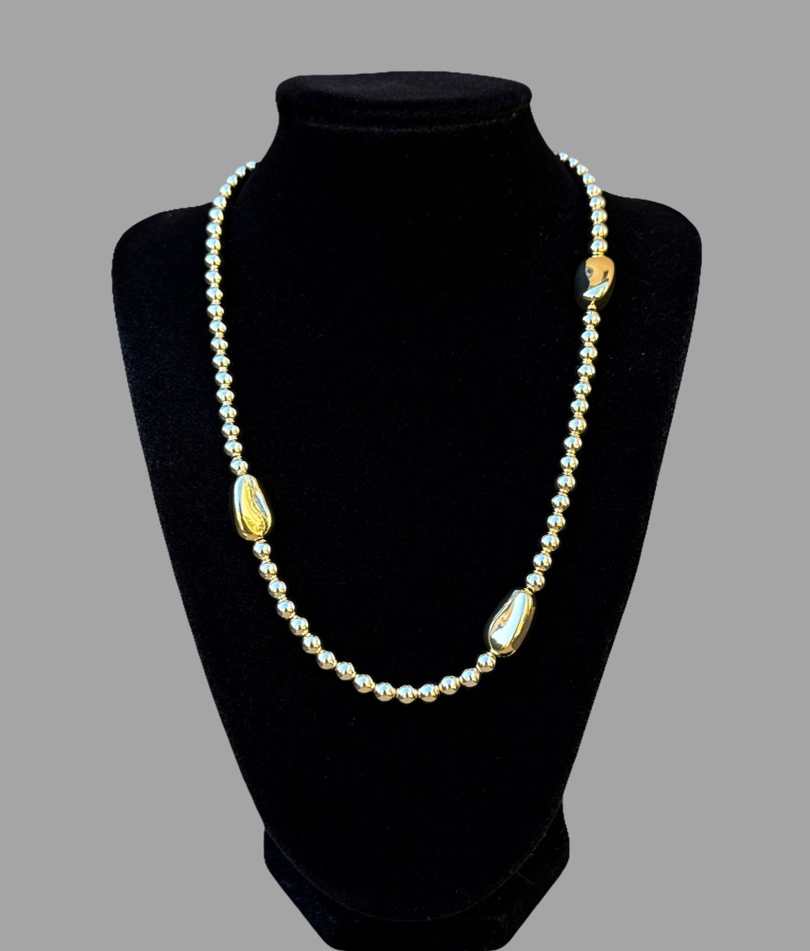 Necklace - 6mm gold filled round beads with large nuggets