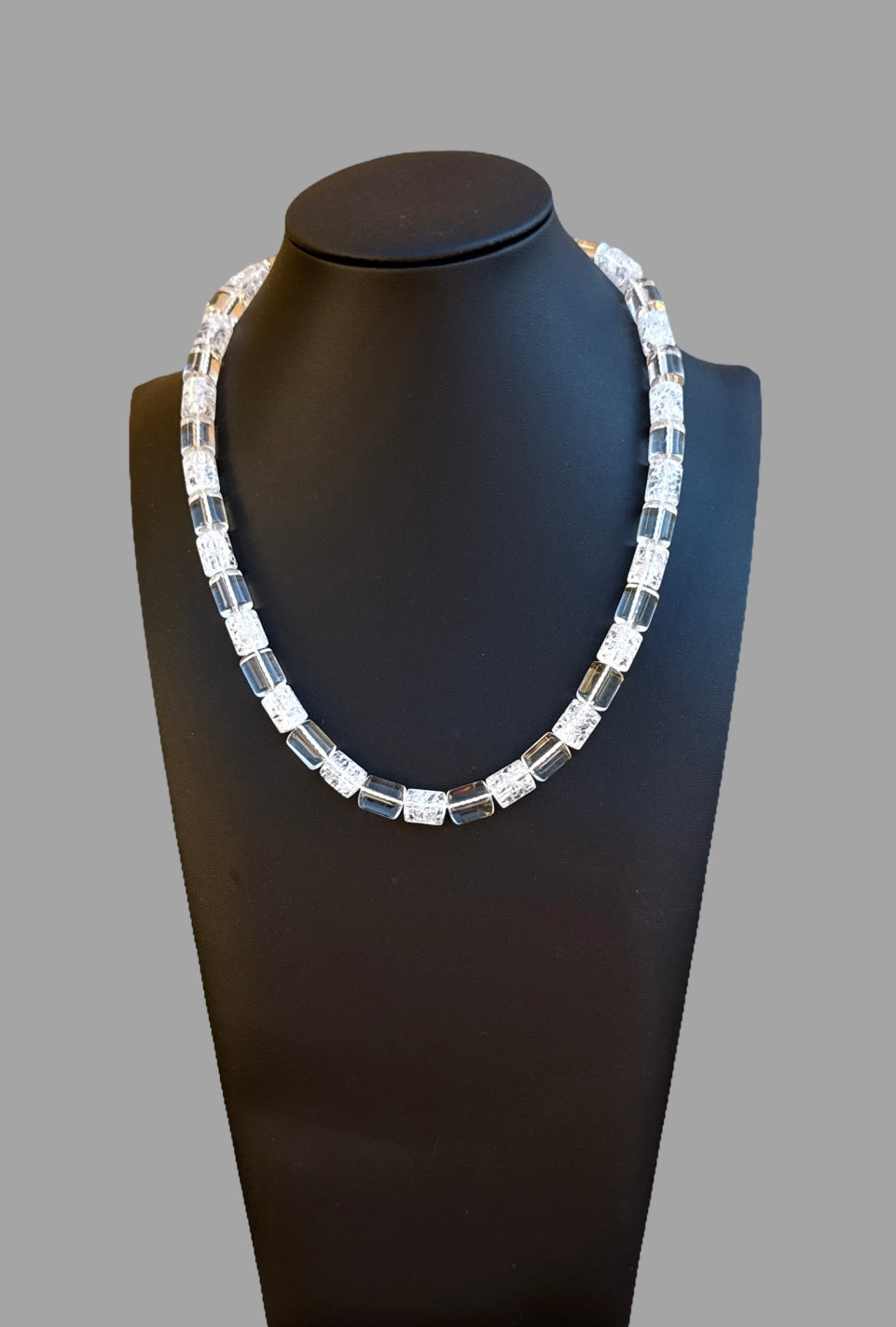 Necklace - Clear crystal and cracked crystal necklaced