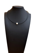 Load image into Gallery viewer, Necklace - 15" black leather necklace with beautiful white fresh water pearl
