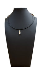 Load image into Gallery viewer, Necklace - Black leather cord with 3 beautiful white fresh water pearl pendant
