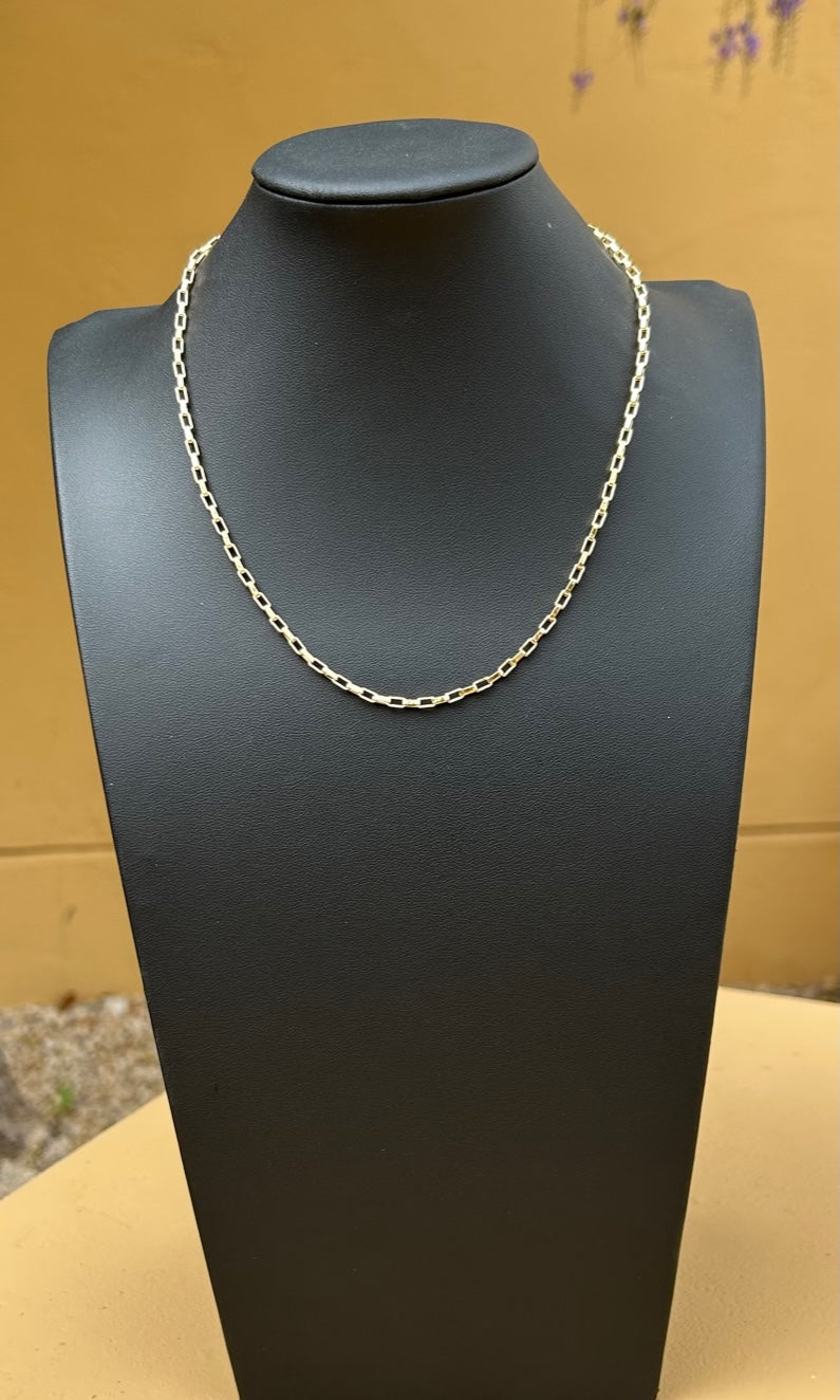 Necklace - 14K gold filled paperclip chain with kidney shape clasp