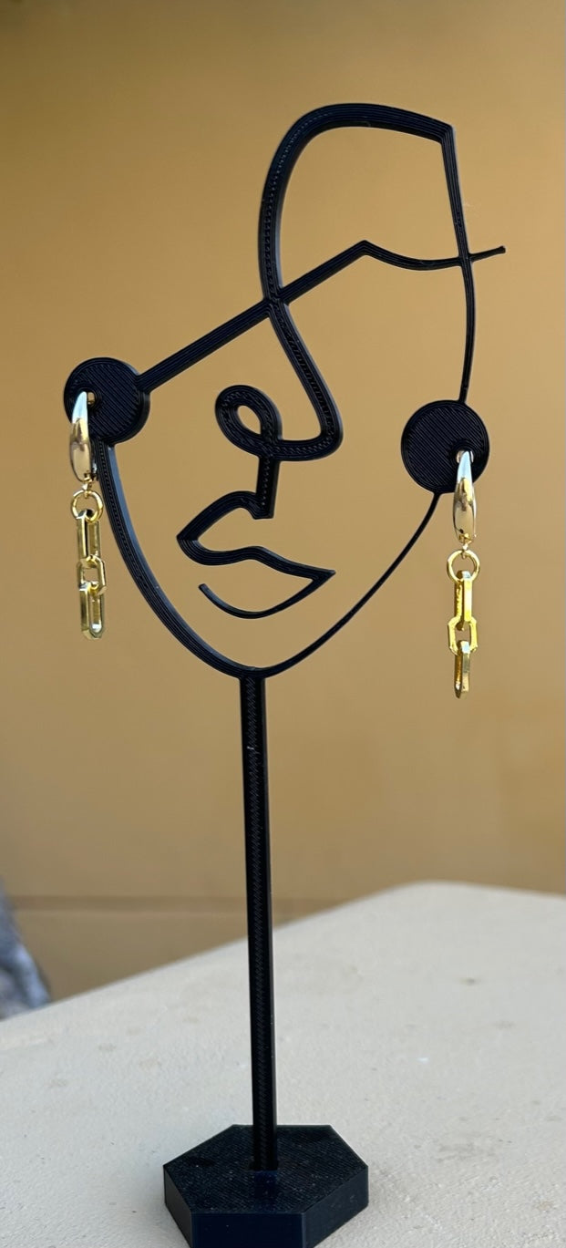 Earrings - 14K gold filled unique paperclip hanging earrings