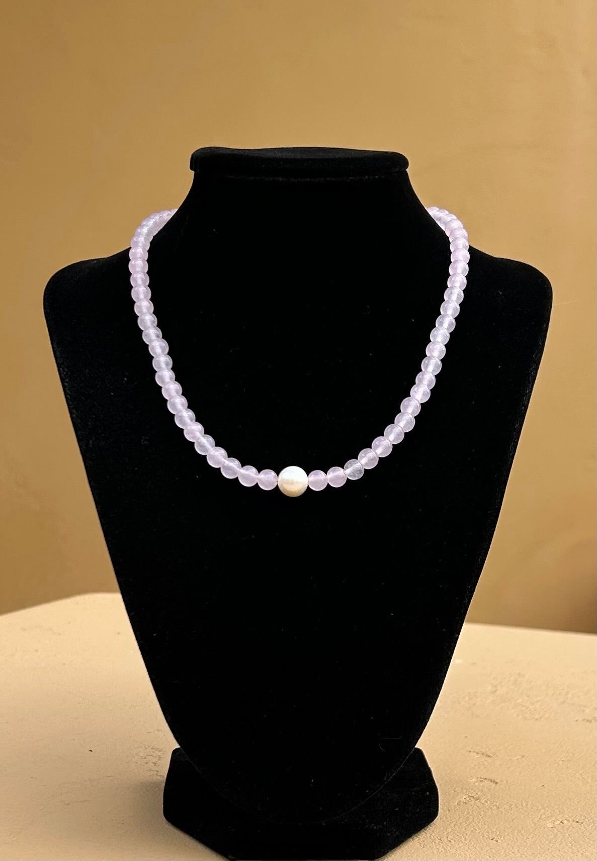 Necklace - Pink and white pearl with sterling silver clasp