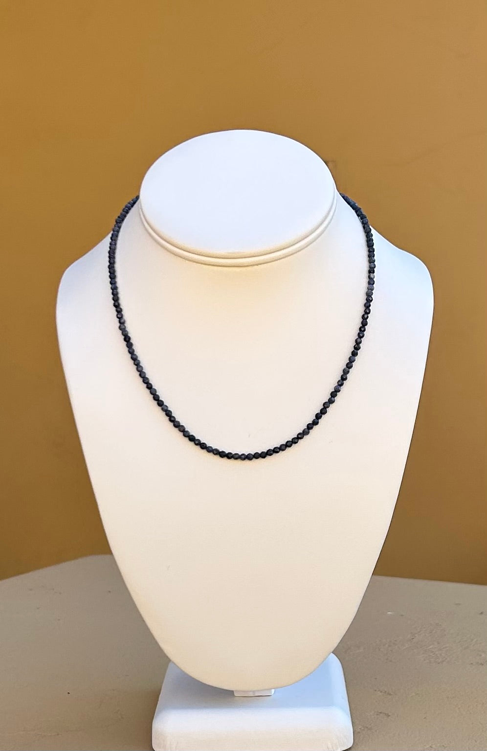 Necklace - Blue sapphire faceted and round 3mm beads with sterling silver clasp
