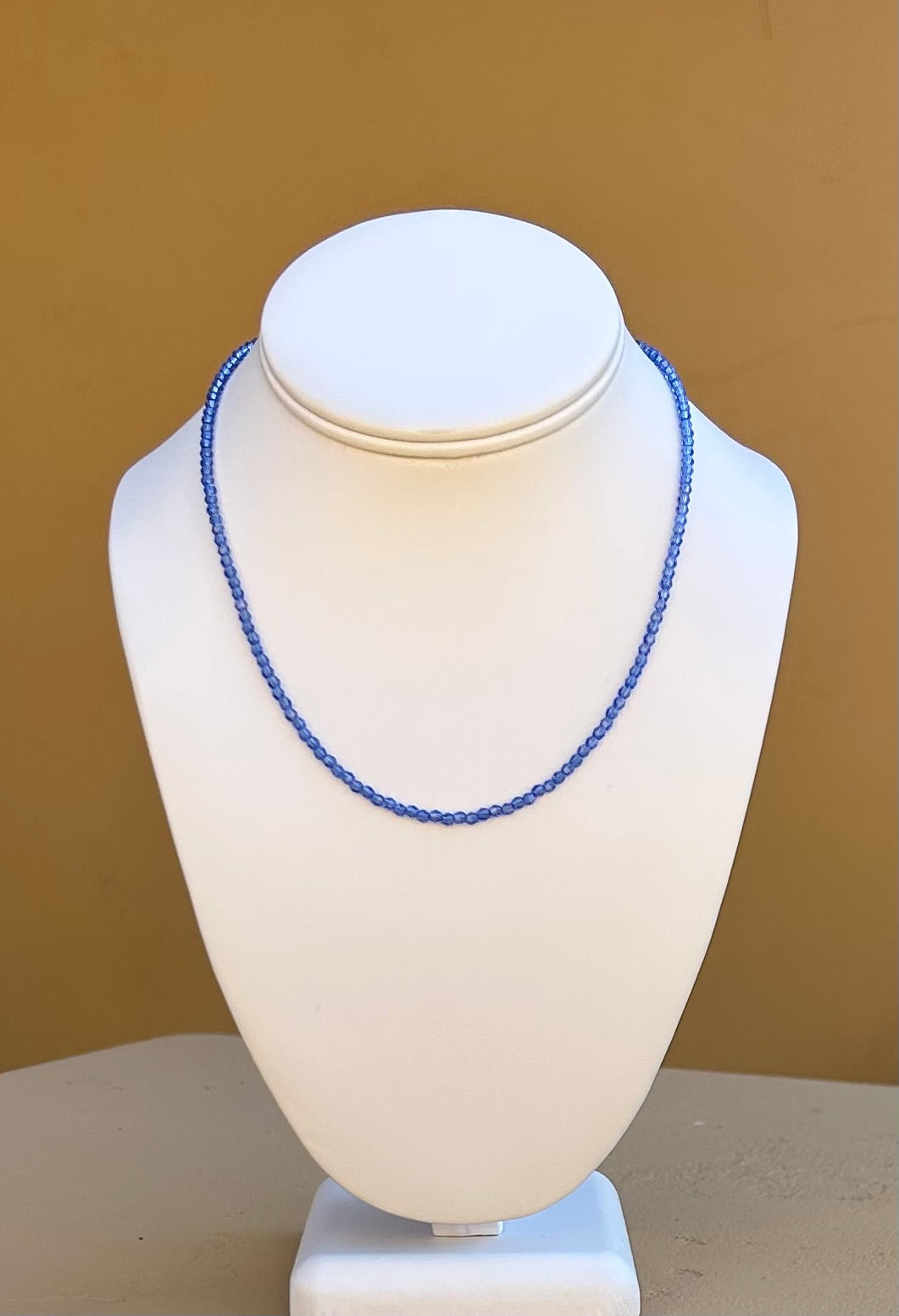 Necklace - Blue sapphire Swarovski crystal necklace with 14K gold filled toggle