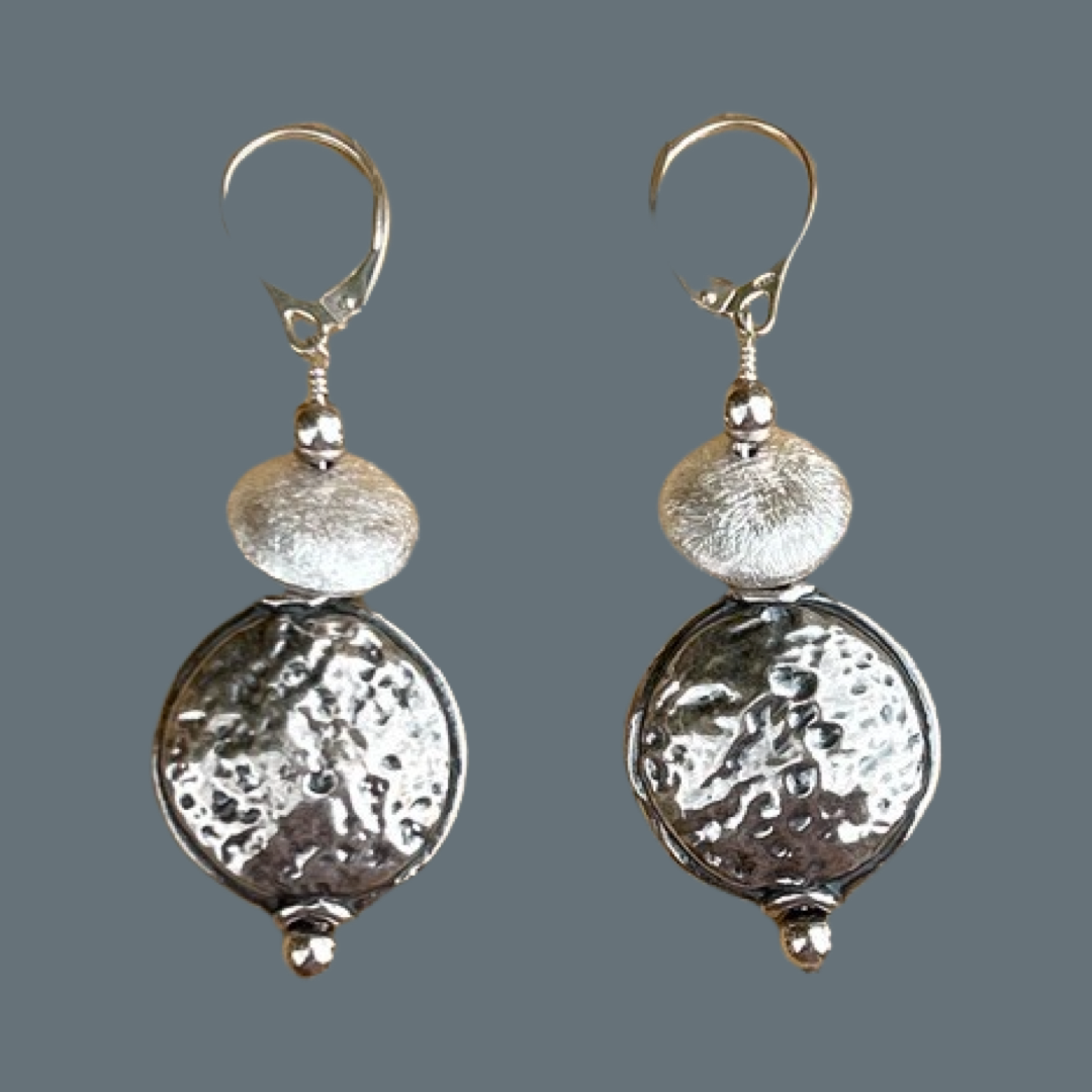 Earrings - Sterling silver hand made hanging earrings - last one in stock