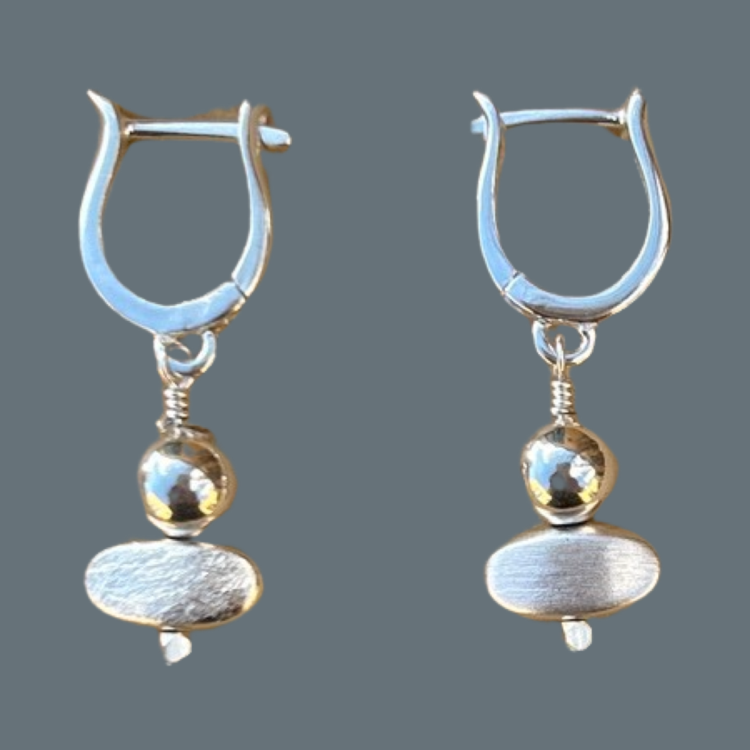Earrings - sterling silver hanging earrings with multiple shapes