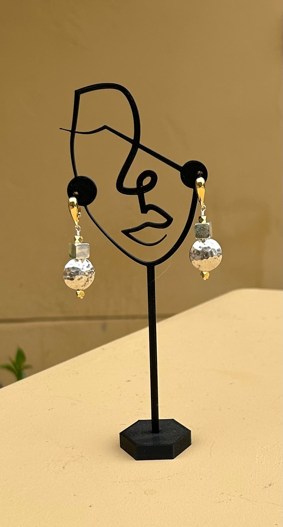Earrings - gold and silver hanging earrings