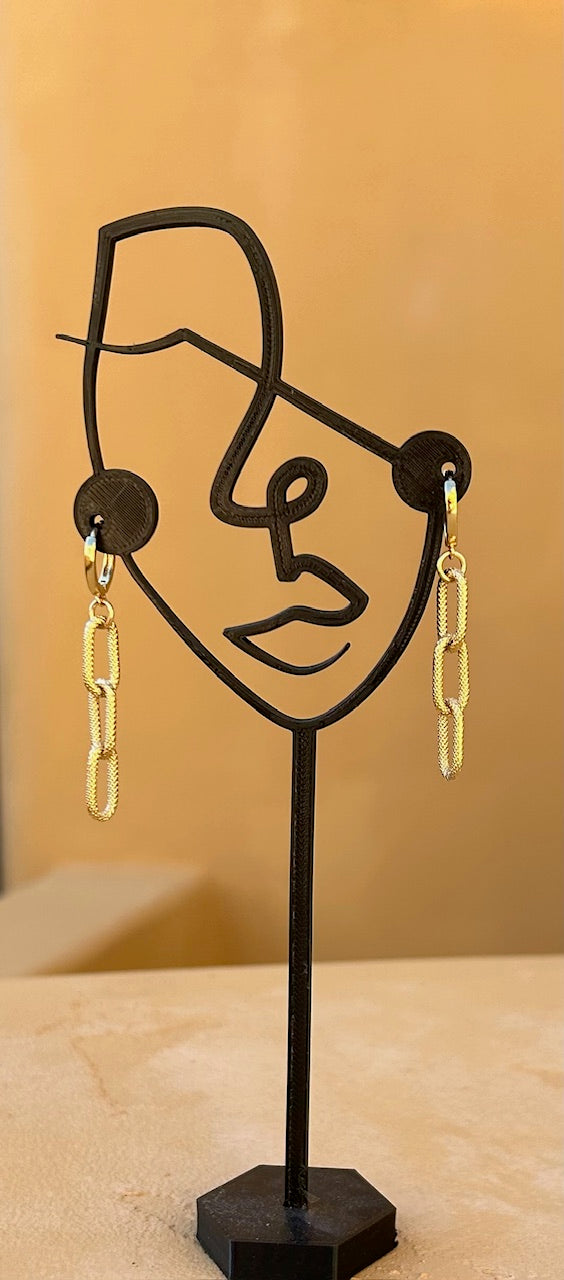 Earrings - Gold filled Chunky textured paperclip earrings