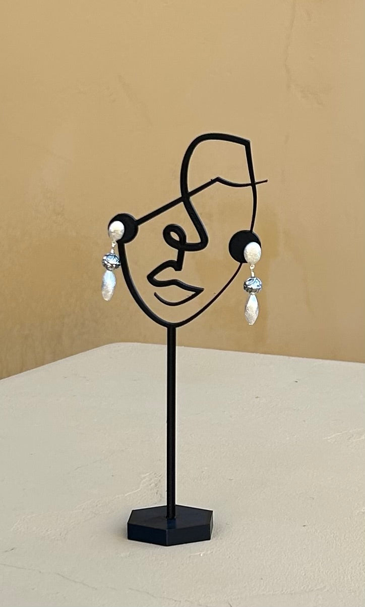 Earrings - Sterling silver multi shape hanging earrings on post