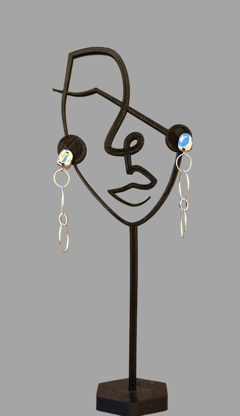 Earrings - Sterling silver hanging oval chain earrings