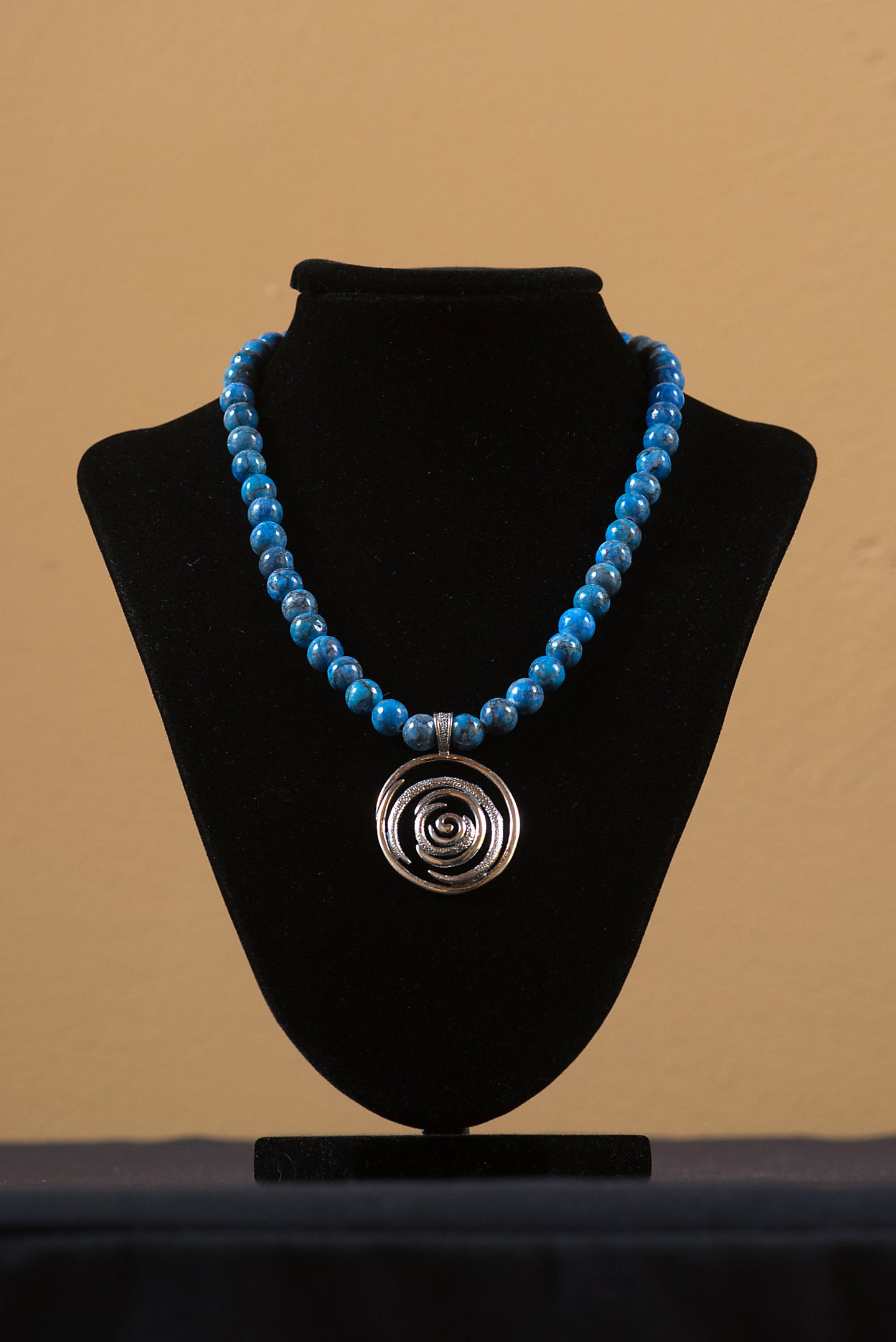 Necklace - Blue Jasper, Silver Pendant