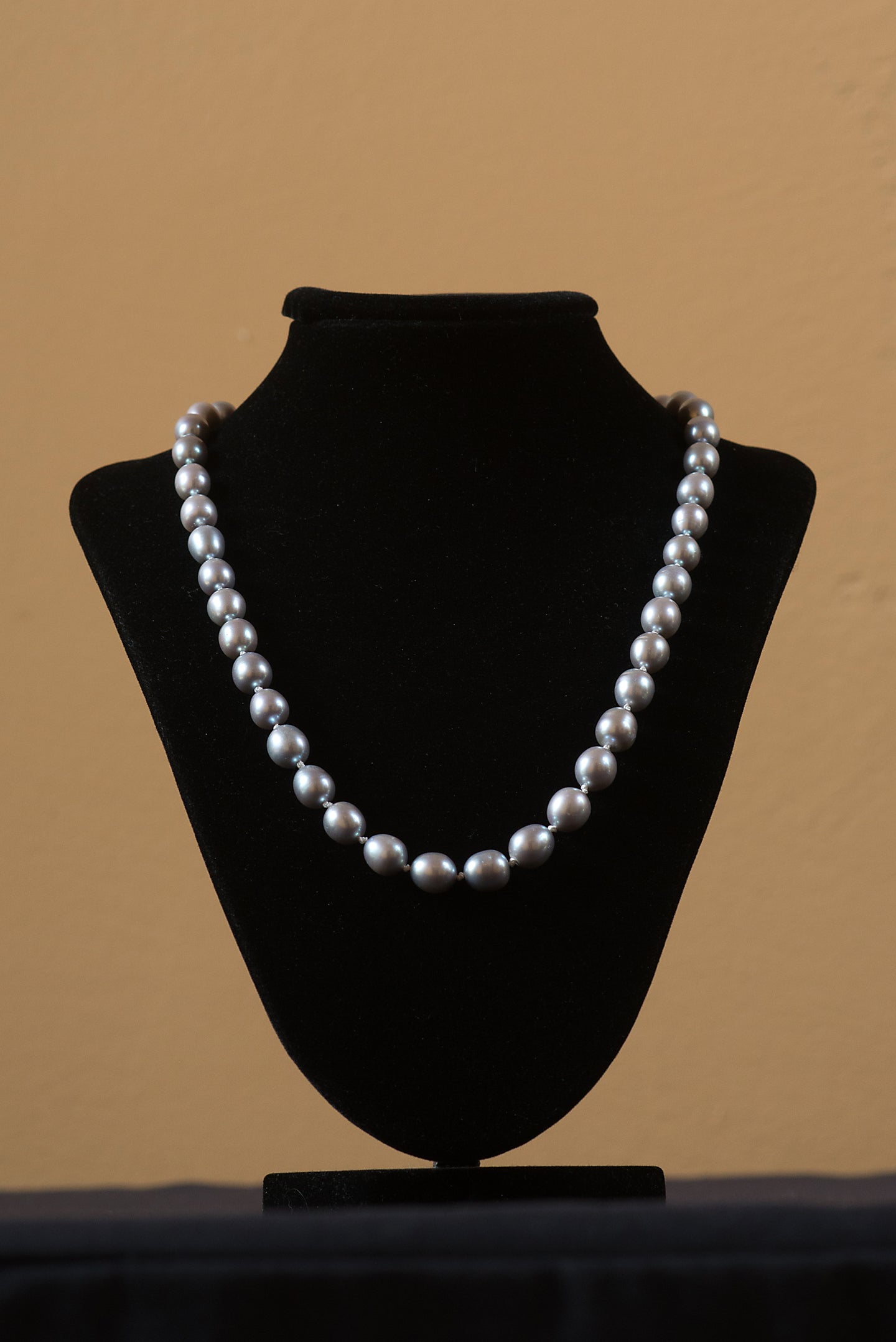 Necklace - Grey Pearls, Sterling Silver