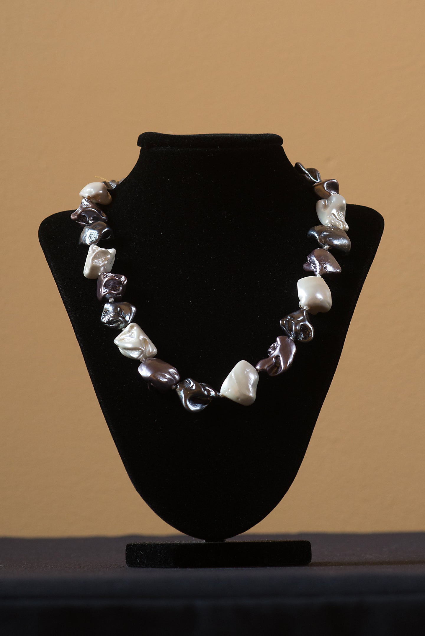 Necklace - Silver, White, Metallic Shell Pearls