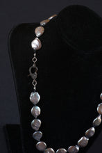 Load image into Gallery viewer, Necklace - Knotted Grey Coin Pearls, Black Diamond
