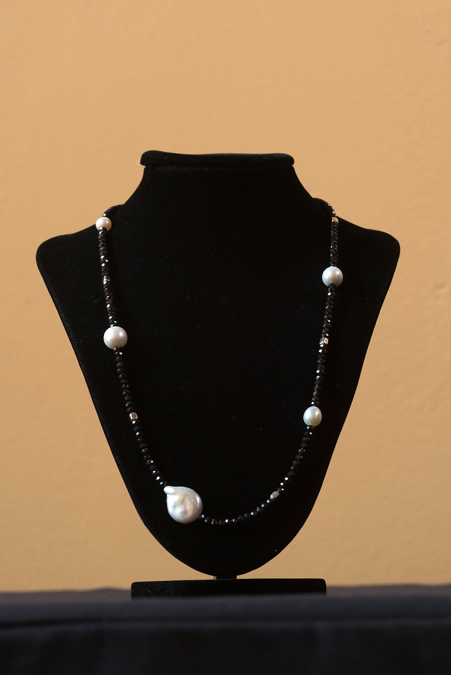 Necklace - Black Spinel & Freshwater Pearls