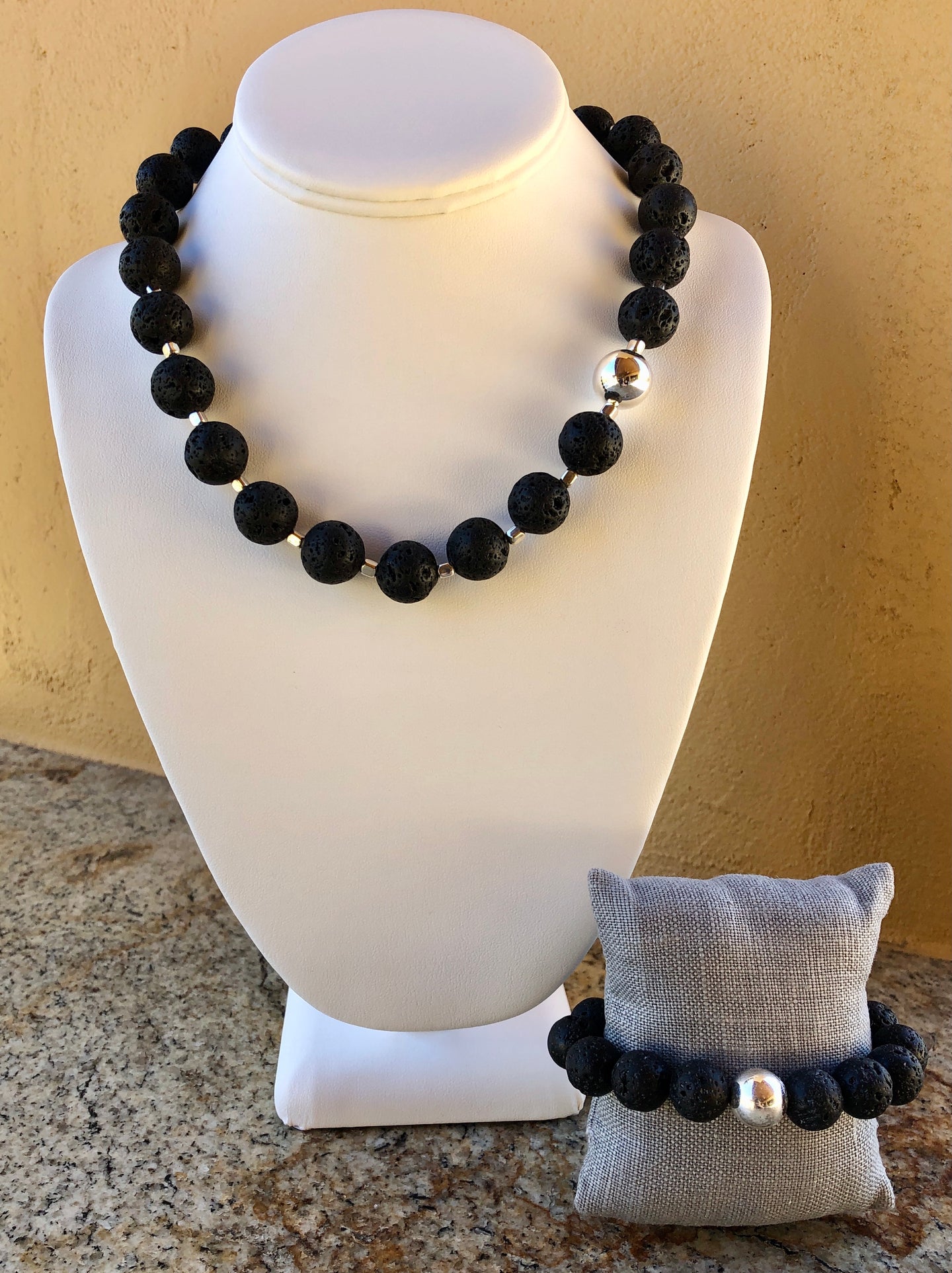 Set - lava stone necklace and bracelet