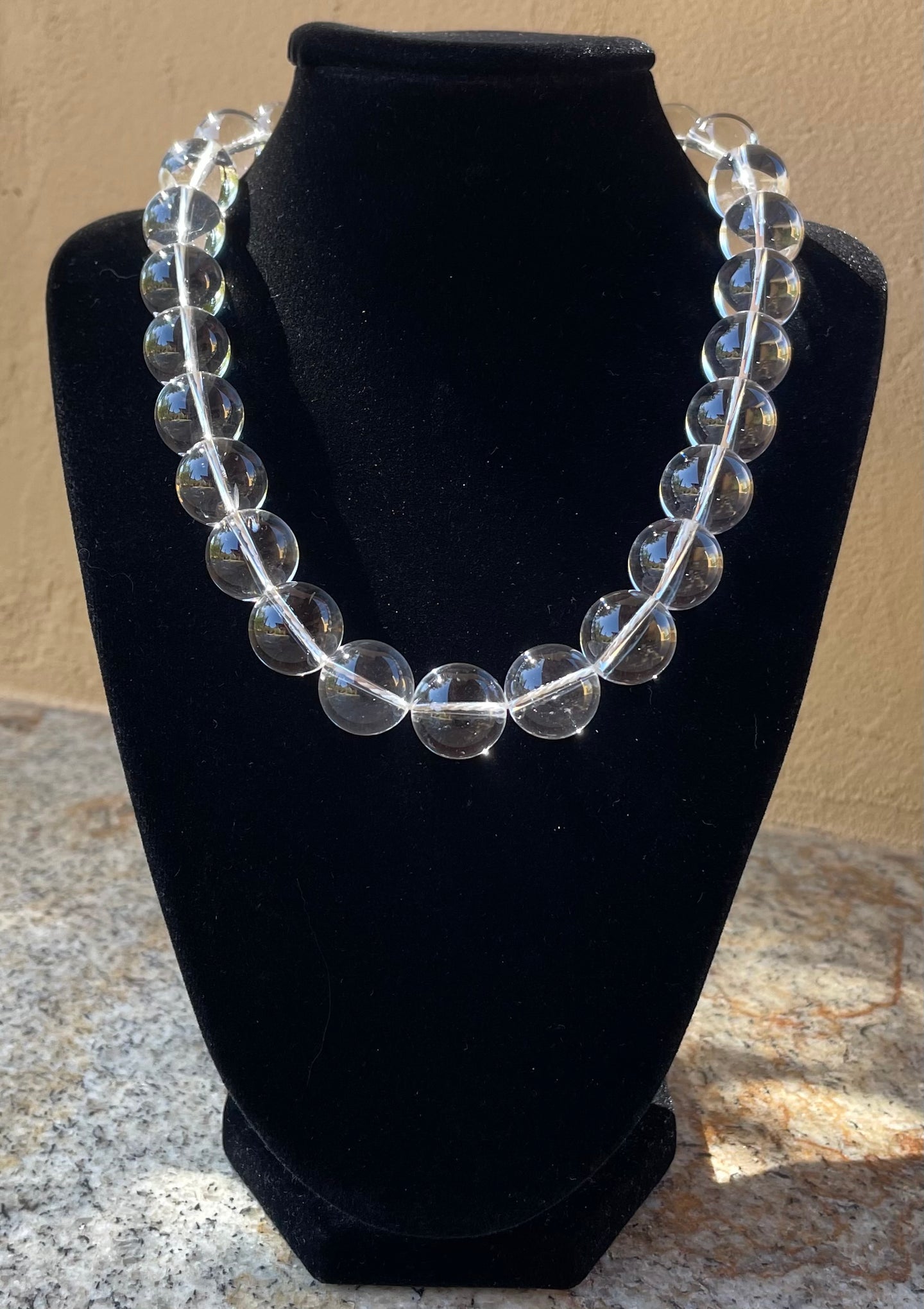 Necklace - large glass beads with sterling silver toggle
