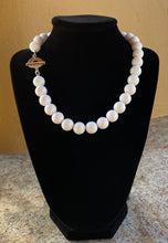 Load image into Gallery viewer, Necklace - 16&quot; white jade with a sterling silver textured toggle
