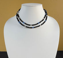 Load image into Gallery viewer, Necklace - Long faceted black spinel and Swarovski crystals
