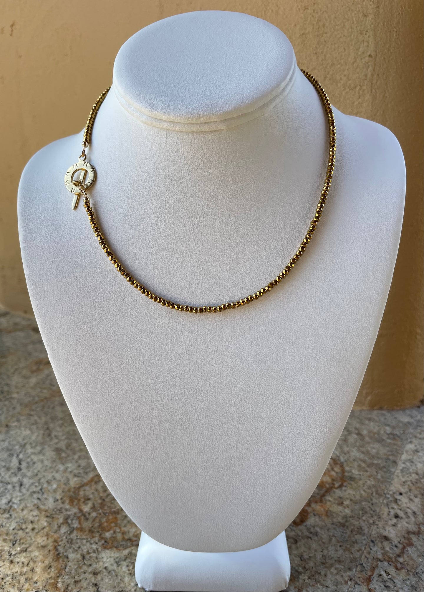 Necklace - 16.5' Gold titanium covered hematite