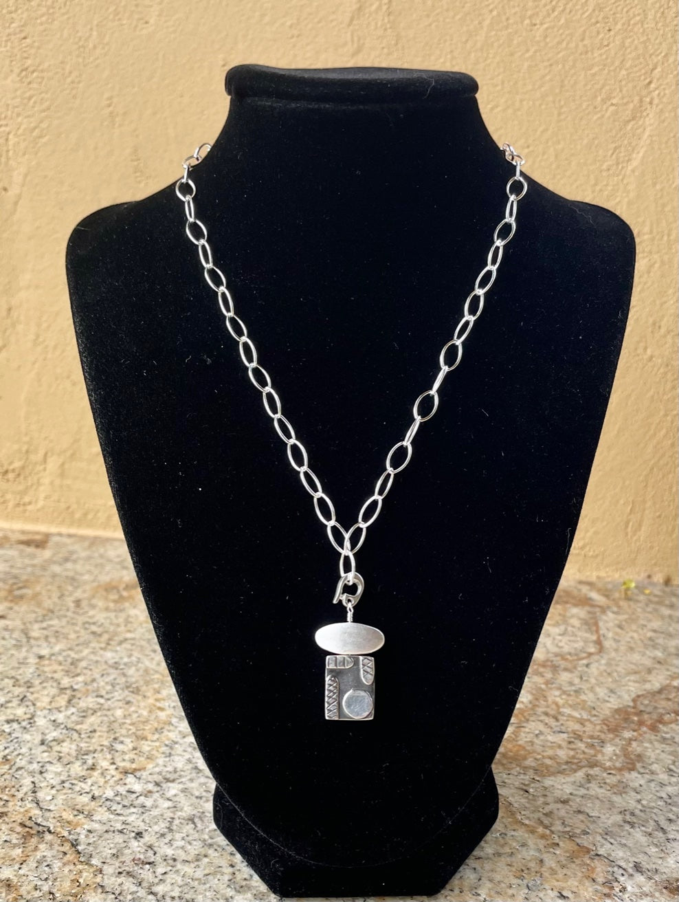 Necklace - Sterling silver chain with an Art Deco pendant
