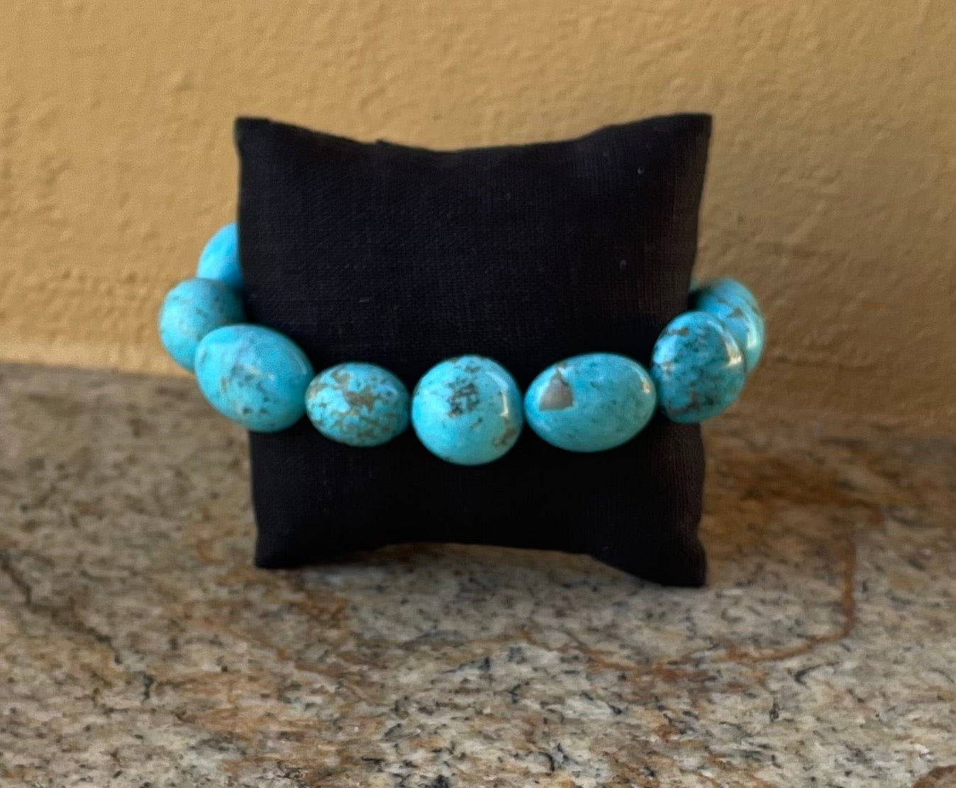 Bracelet - Large Arizona turquoise bracelet with sterling silver toggle