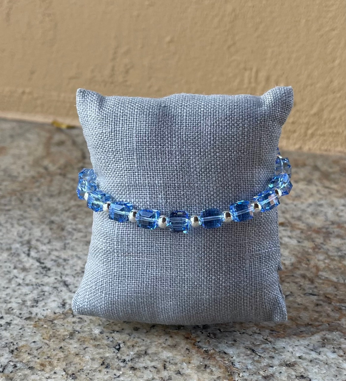 Bracelet - Light blue Swarovski crystal bracelet with sterling silver