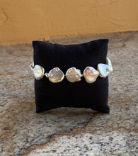 Load image into Gallery viewer, Bracelet - Gorgeous knotted white coin pearls with a pave diamond clasp
