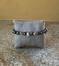 Load image into Gallery viewer, Bracelet - Faceted hematite with 4 oxidized sterling silver nuggets
